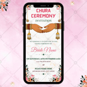 Chura Ceremony Invitation Card | Punjabi Bride Invite