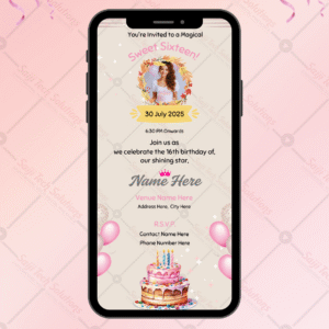 Pink Princess Birthday Invitation Card