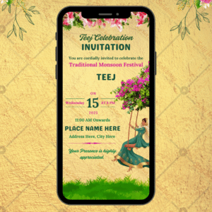 Hariyali Teej Celebration Invitation Card